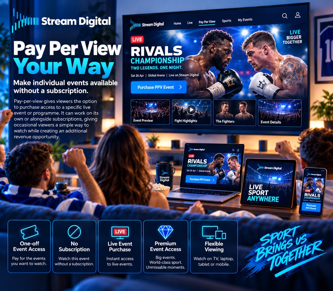 Pay-per-view live event purchase and viewing experience