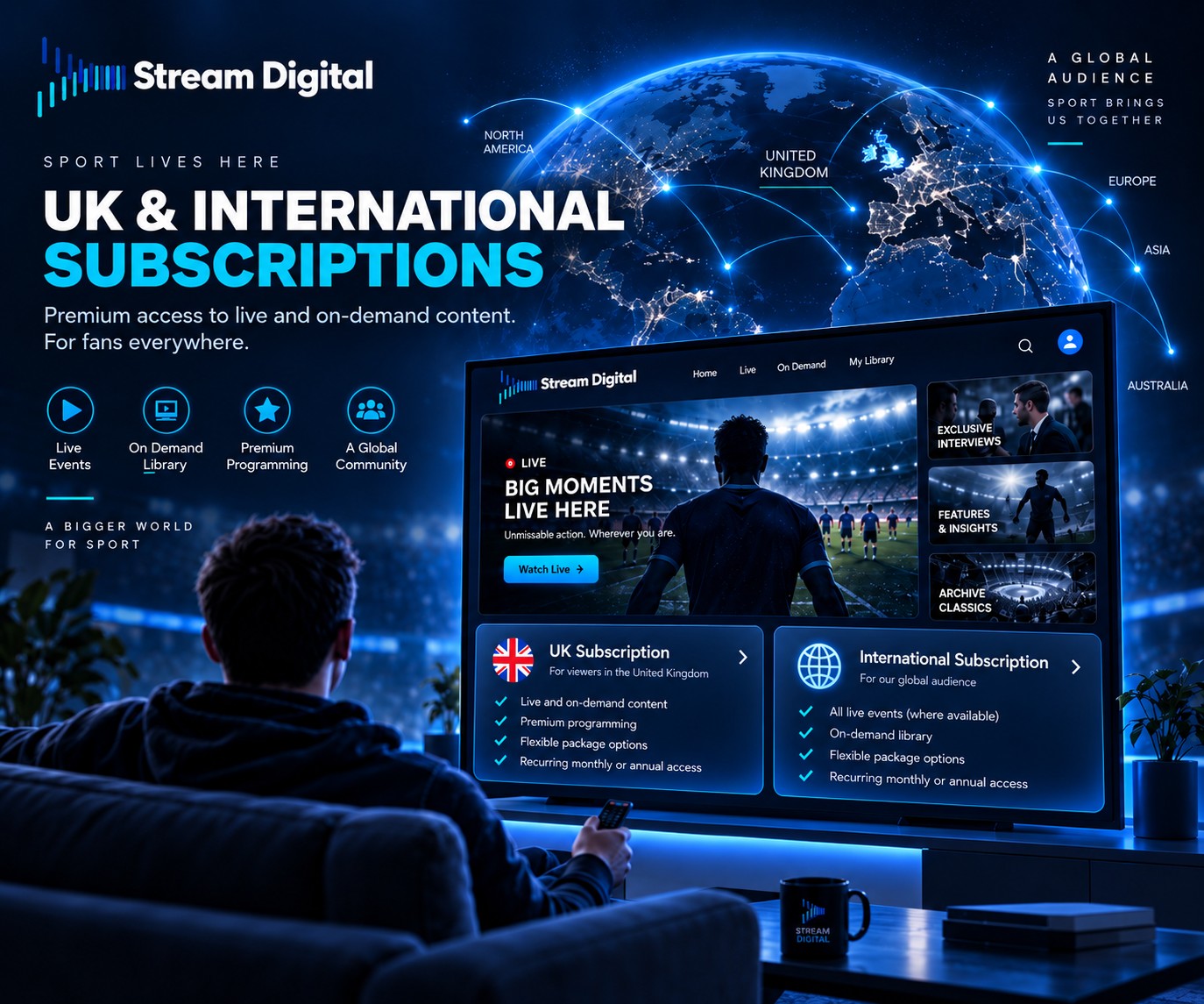 Subscription options for UK and international viewers