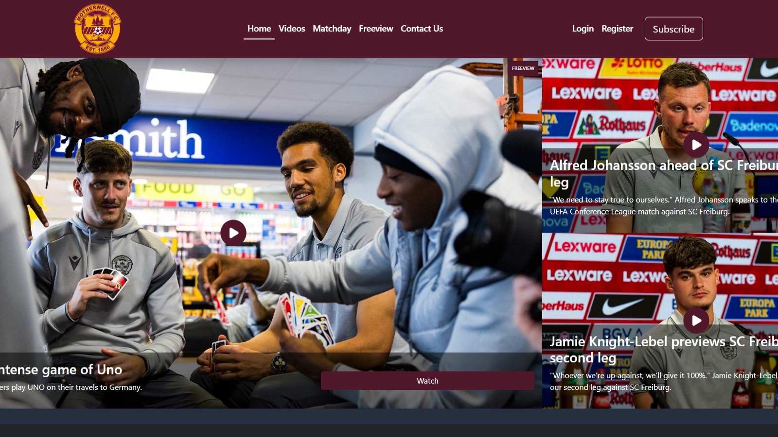 Example of a branded Stream Digital sports TV homepage