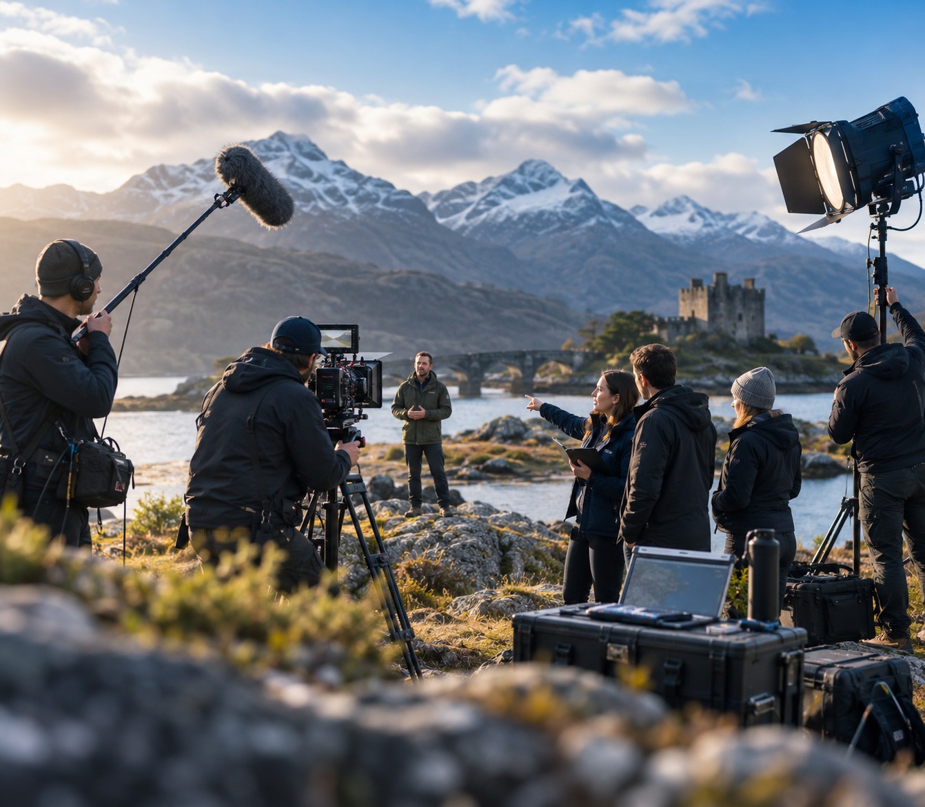 Production crew working in Scotland